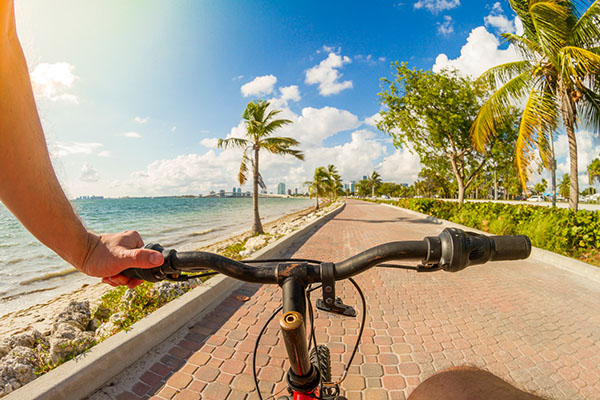 cycling along the beach in Florida state