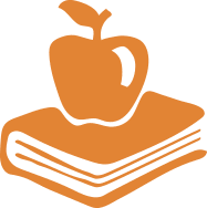 Illustration of orange apple on orange book